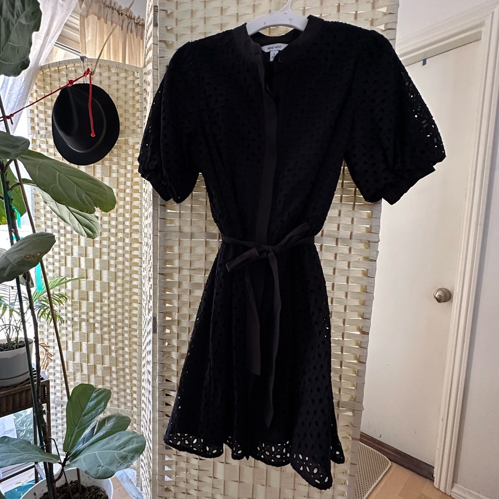 Elegant Black Eyelet Dress Size Small